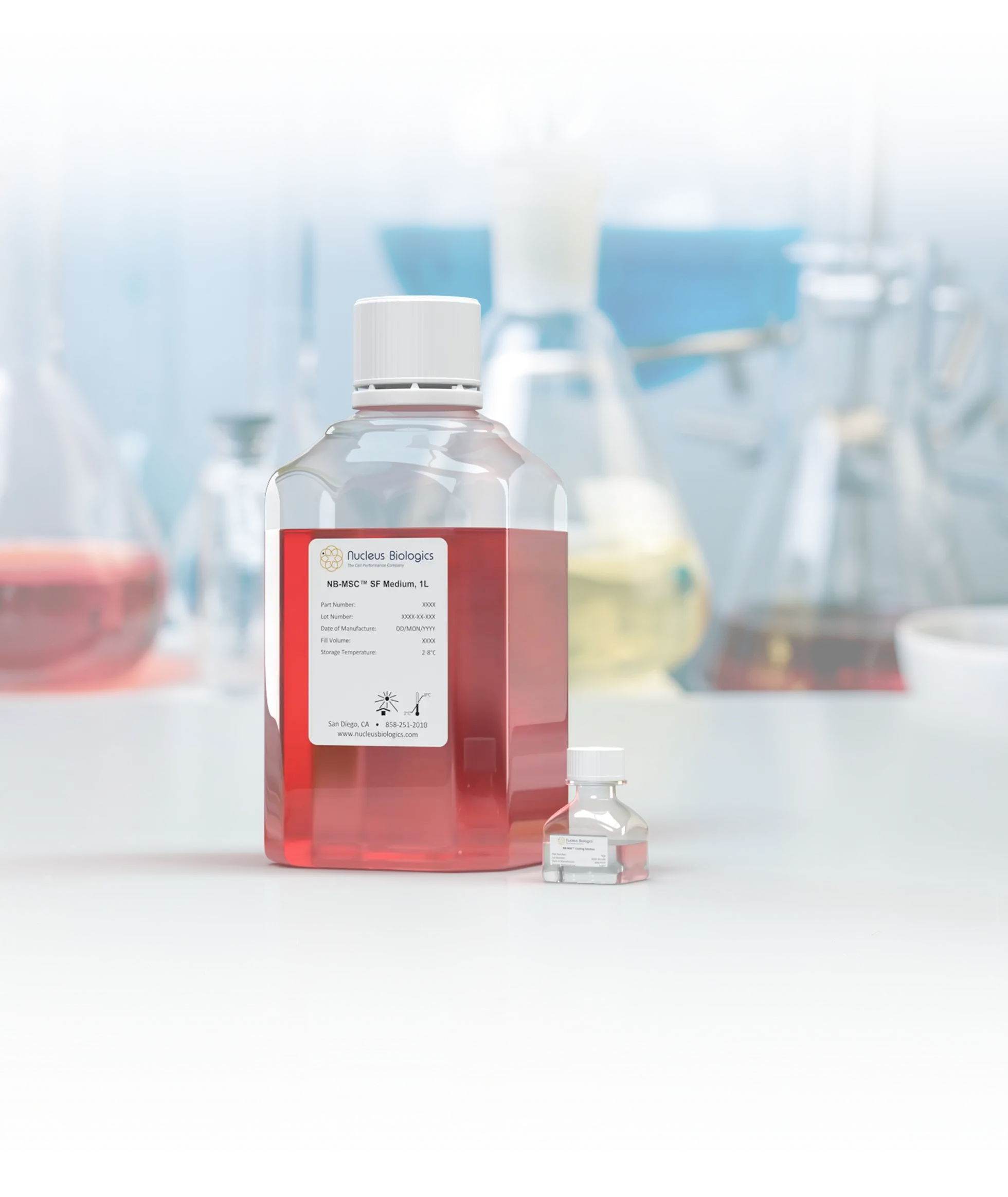 Nucleus Biologics' NB-MSC cell culture medium in a laboratory.